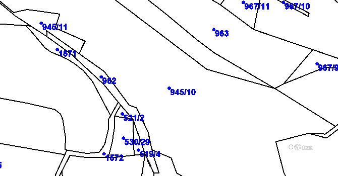 Parcela st. 945/10 v KÚ Postřelmůvek, Katastrální mapa