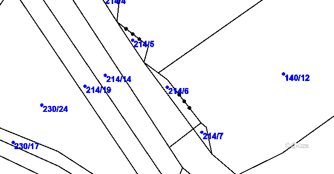 Parcela st. 214/6 v KÚ Postřelmůvek, Katastrální mapa