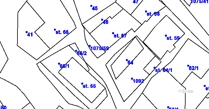 Parcela st. 65/1 v KÚ Postřelmůvek, Katastrální mapa