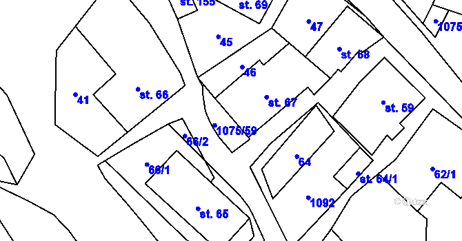 Parcela st. 65/2 v KÚ Postřelmůvek, Katastrální mapa