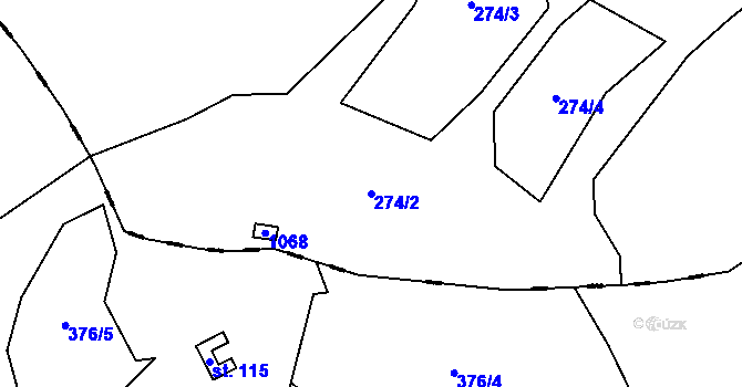 Parcela st. 274/2 v KÚ Postřelná, Katastrální mapa
