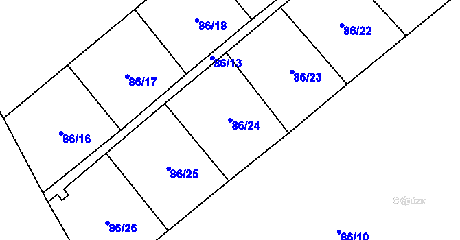 Parcela st. 86/24 v KÚ Postřižín, Katastrální mapa