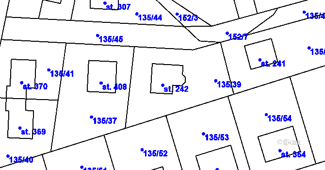 Parcela st. 242 v KÚ Postřižín, Katastrální mapa