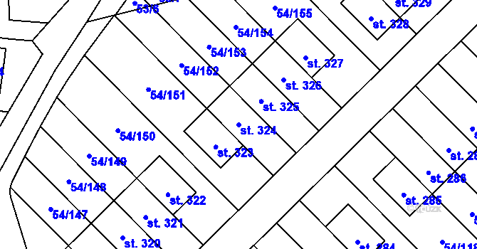 Parcela st. 324 v KÚ Postřižín, Katastrální mapa