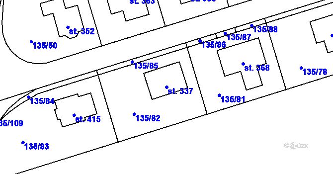 Parcela st. 337 v KÚ Postřižín, Katastrální mapa