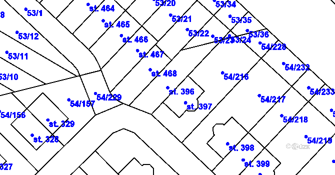Parcela st. 396 v KÚ Postřižín, Katastrální mapa