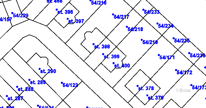Parcela st. 399 v KÚ Postřižín, Katastrální mapa