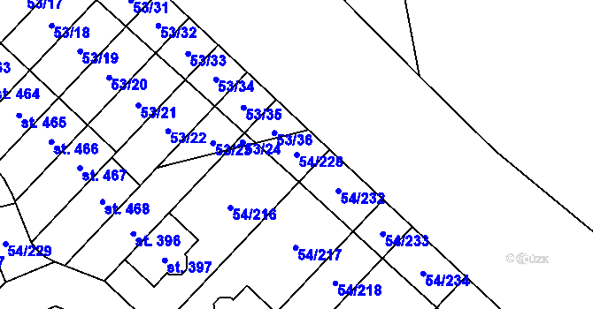 Parcela st. 54/228 v KÚ Postřižín, Katastrální mapa