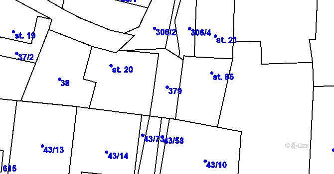 Parcela st. 379 v KÚ Postřižín, Katastrální mapa