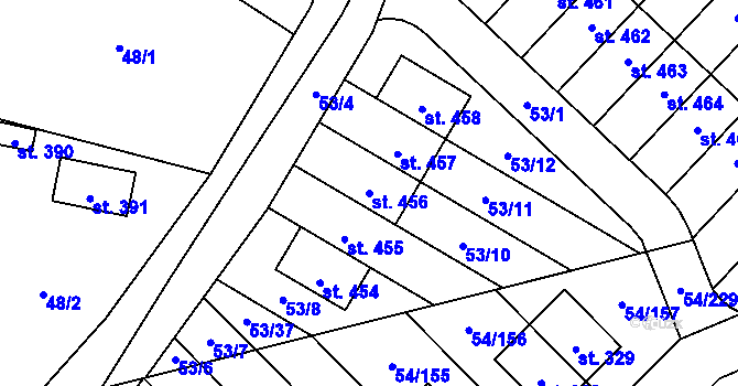 Parcela st. 456 v KÚ Postřižín, Katastrální mapa