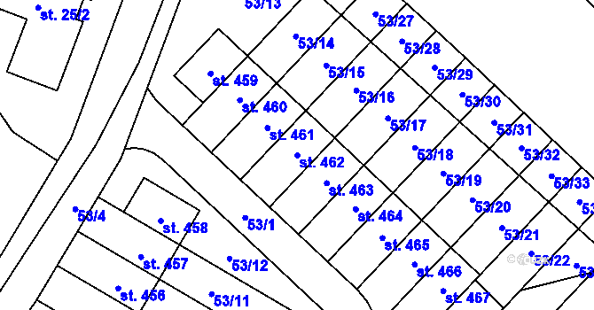 Parcela st. 462 v KÚ Postřižín, Katastrální mapa