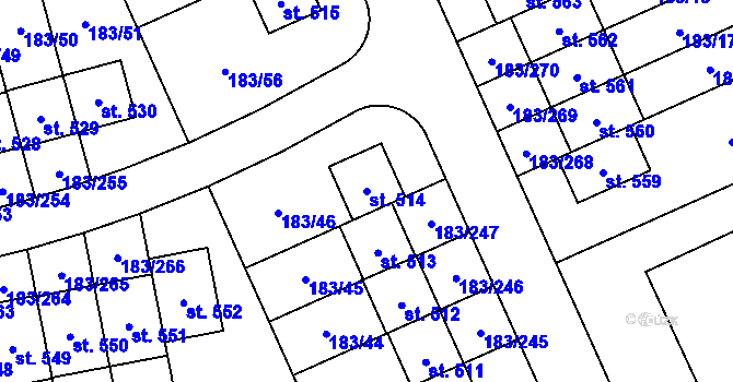 Parcela st. 514 v KÚ Postřižín, Katastrální mapa