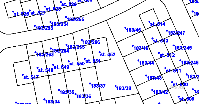 Parcela st. 552 v KÚ Postřižín, Katastrální mapa