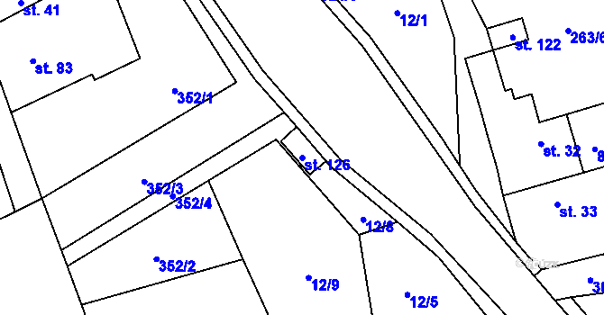 Parcela st. 126 v KÚ Postřižín, Katastrální mapa