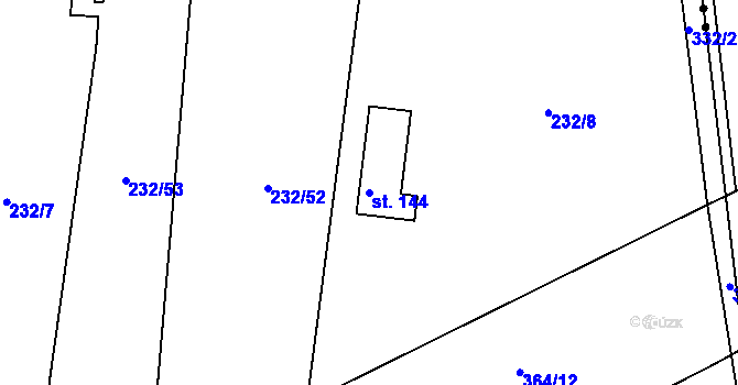 Parcela st. 144 v KÚ Postřižín, Katastrální mapa