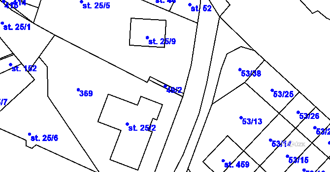 Parcela st. 49/2 v KÚ Postřižín, Katastrální mapa