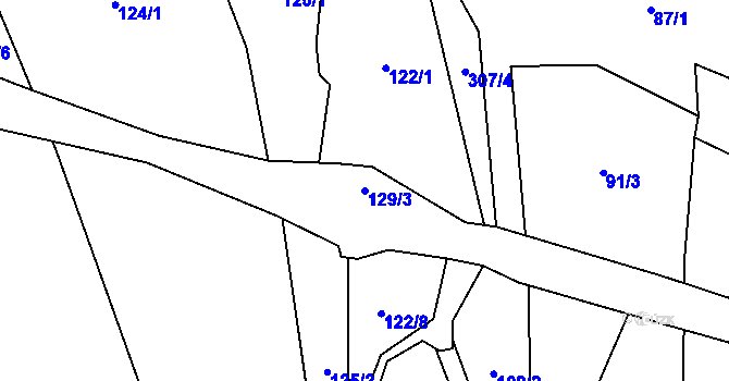 Parcela st. 129/3 v KÚ Postřižín, Katastrální mapa