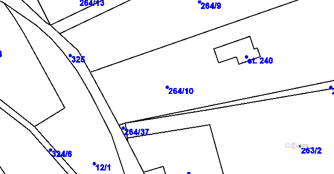 Parcela st. 264/10 v KÚ Postřižín, Katastrální mapa