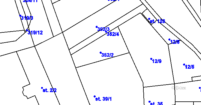 Parcela st. 352/2 v KÚ Postřižín, Katastrální mapa