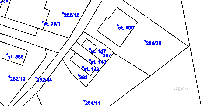 Parcela st. 397 v KÚ Postřižín, Katastrální mapa