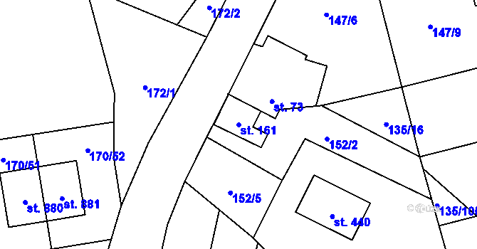 Parcela st. 161 v KÚ Postřižín, Katastrální mapa