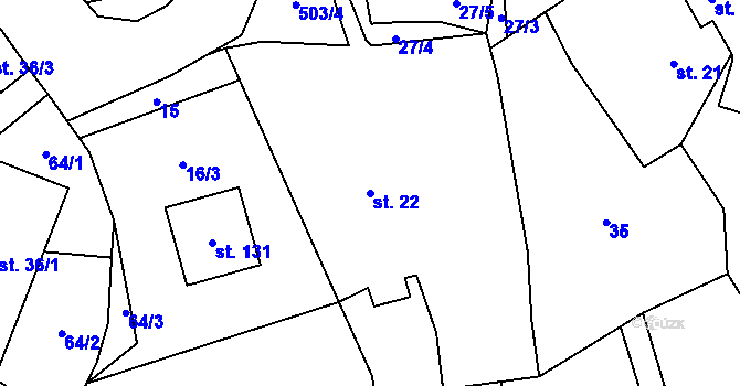 Parcela st. 22 v KÚ Jemniště, Katastrální mapa
