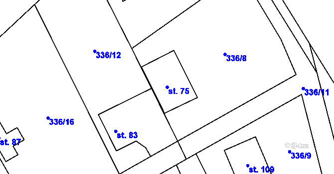 Parcela st. 75 v KÚ Jemniště, Katastrální mapa