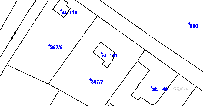 Parcela st. 111 v KÚ Jemniště, Katastrální mapa