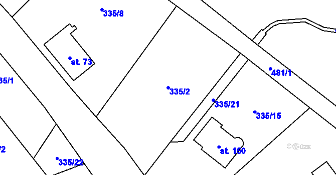 Parcela st. 335/2 v KÚ Jemniště, Katastrální mapa