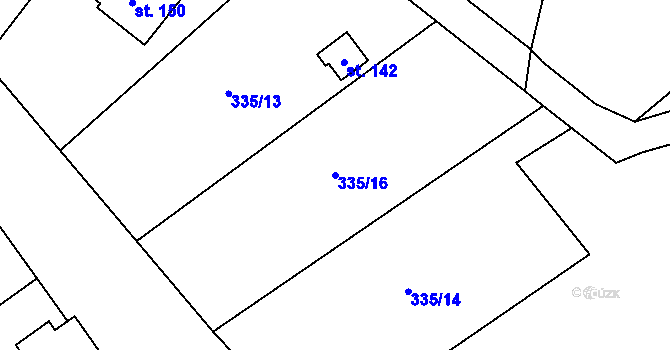 Parcela st. 335/16 v KÚ Jemniště, Katastrální mapa