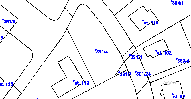 Parcela st. 391/4 v KÚ Jemniště, Katastrální mapa