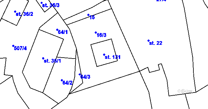 Parcela st. 131 v KÚ Jemniště, Katastrální mapa