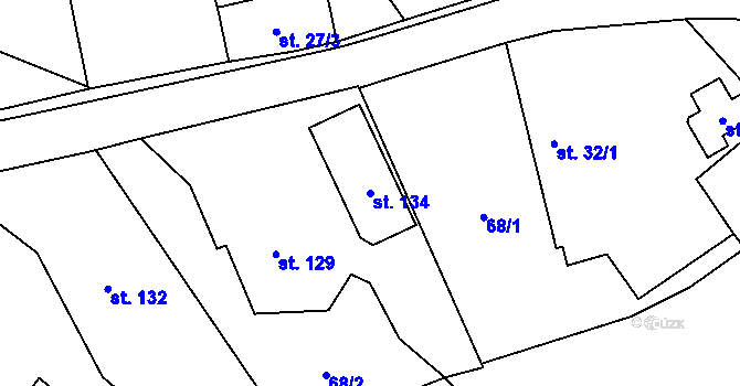Parcela st. 134 v KÚ Jemniště, Katastrální mapa