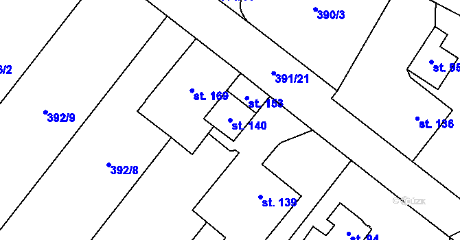Parcela st. 140 v KÚ Jemniště, Katastrální mapa