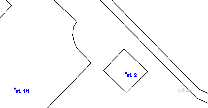 Parcela st. 75/2 v KÚ Jemniště, Katastrální mapa