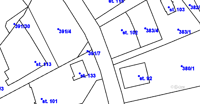 Parcela st. 391/24 v KÚ Jemniště, Katastrální mapa