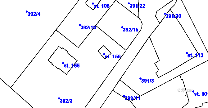 Parcela st. 156 v KÚ Jemniště, Katastrální mapa