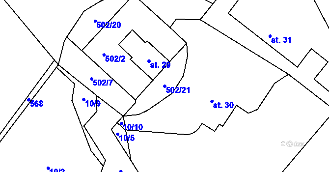 Parcela st. 502/21 v KÚ Jemniště, Katastrální mapa