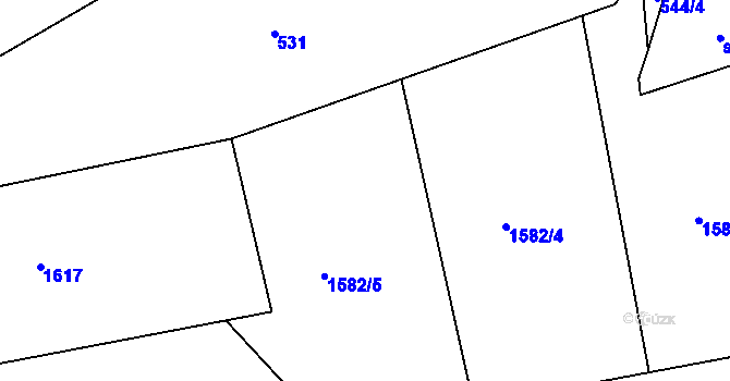 Parcela st. 573/1 v KÚ Milovanice, Katastrální mapa