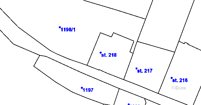 Parcela st. 218 v KÚ Postupice, Katastrální mapa