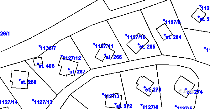 Parcela st. 266 v KÚ Postupice, Katastrální mapa