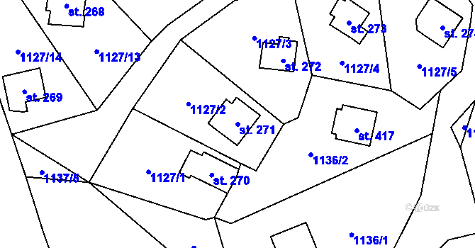 Parcela st. 271 v KÚ Postupice, Katastrální mapa