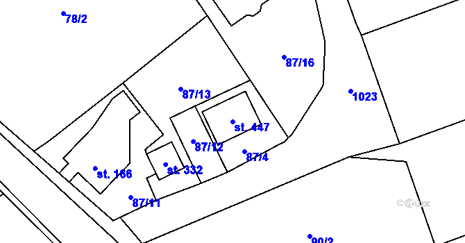Parcela st. 447 v KÚ Postupice, Katastrální mapa