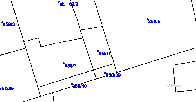 Parcela st. 858/4 v KÚ Postupice, Katastrální mapa