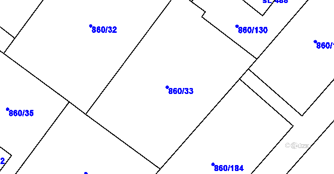 Parcela st. 860/33 v KÚ Postupice, Katastrální mapa