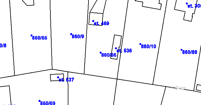Parcela st. 860/66 v KÚ Postupice, Katastrální mapa