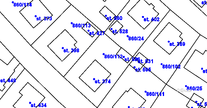 Parcela st. 860/112 v KÚ Postupice, Katastrální mapa