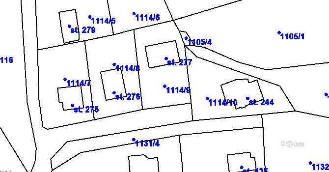 Parcela st. 1114/9 v KÚ Postupice, Katastrální mapa