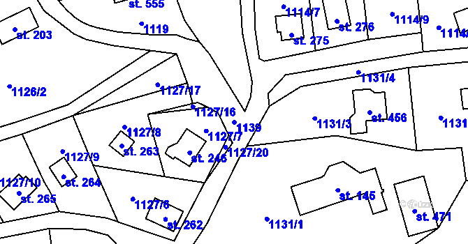 Parcela st. 1139 v KÚ Postupice, Katastrální mapa