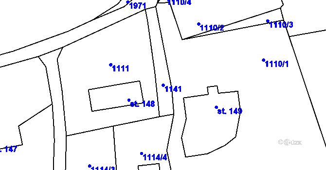 Parcela st. 1141 v KÚ Postupice, Katastrální mapa